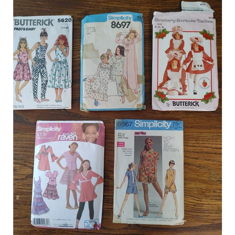 60s 70s 00s Butterick Simplicity Vintage Patterns Juniors/Youth
